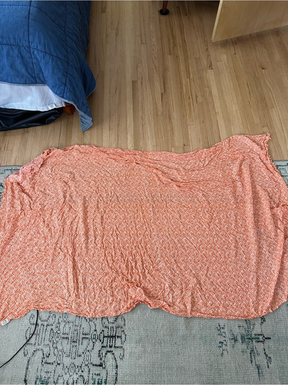 Parisian Lightweight orange floral design Printed Wrap or Throw